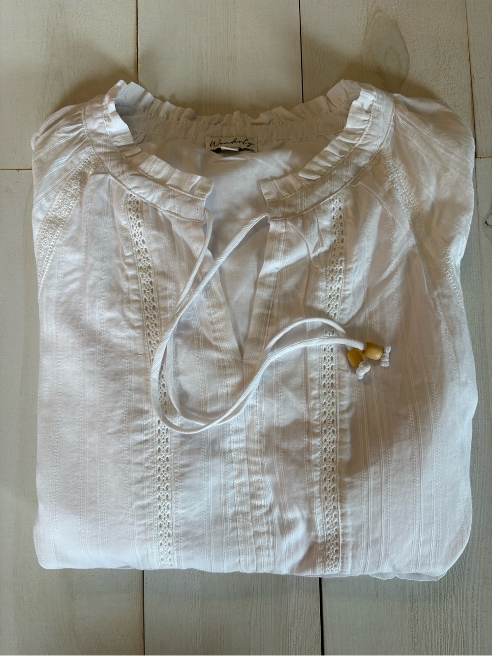 Wonderly White Ruffle-Sleeve Boho Peasant Style Tiered Ruffle Blouse Size XXL - Picture 3 of 9
